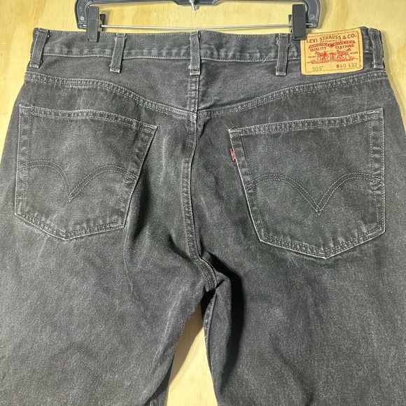 Levis 505 Washed Black Regular Fit Jeans 40x32 100% Cotton - Picture 10 of 11